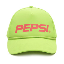 PEPSI Baseball Green Hat Cap adjustable snapback strap 90s retro neon lime logo - £15.62 GBP