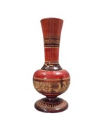 Vintage Hand Lathe Turned Carved Etched Wooden Pedestal Flower Bud Vase ... - $10.50