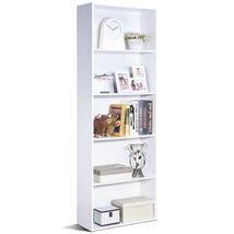 Modern 5-Tier Bookcase Storage Shelf in White Wood Finish - $202.36