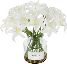 Tinsow Artificial Lily Real Touch Fake Flowers Mini Lily For Wedding, White, 20 - £30.01 GBP