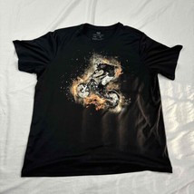 Tek Gear Unisex Dirt Bike Graphic Print T-Shirt Black Short Sleeve Youth XL - £7.03 GBP
