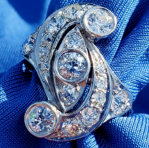 Earth mined Diamond European cut Deco Engagement Ring Vintage 14k Gold Size 8.75 - $144,876.18 MXN