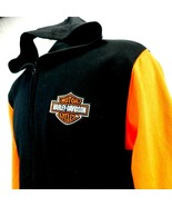 Harley Davidson Boys Black Orange Hooded Zip Front Sweatshirt Hoodie Sz ... - £31.85 GBP