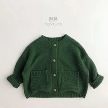 Ew children long sleeve sweater solid baby cardigan girls knit coat cotton kids sweater thumb200