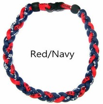 3 Rope Tornado Twist Braided Baseball Softball Necklace 18&quot; 20&quot; Red Navy... - £7.06 GBP