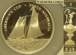 Selten Samoa 1987 25 Tala NGC PF-68 UC ~ Americas Tasse Rennen ~ 5 OZ Si... - £319.77 GBP