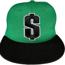 Six Flags Dollar Sign Cash Money Green/Black Snapback Acrylic Hat - $179.46 MXN