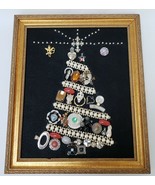 Framed Jewelry Art Christmas Tree OOAK Handmade Hearts Angel Star Rhines... - £93.29 GBP