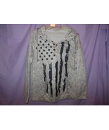 Unbranded Gray Hooded Pull Over Sweatshirt Large Size Flag Theme - £7.91 GBP