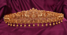 Bollywood Style Indian Kamar Bandh South Waist Belt Body CZ Temple Kasu Jewelry - £213.17 GBP