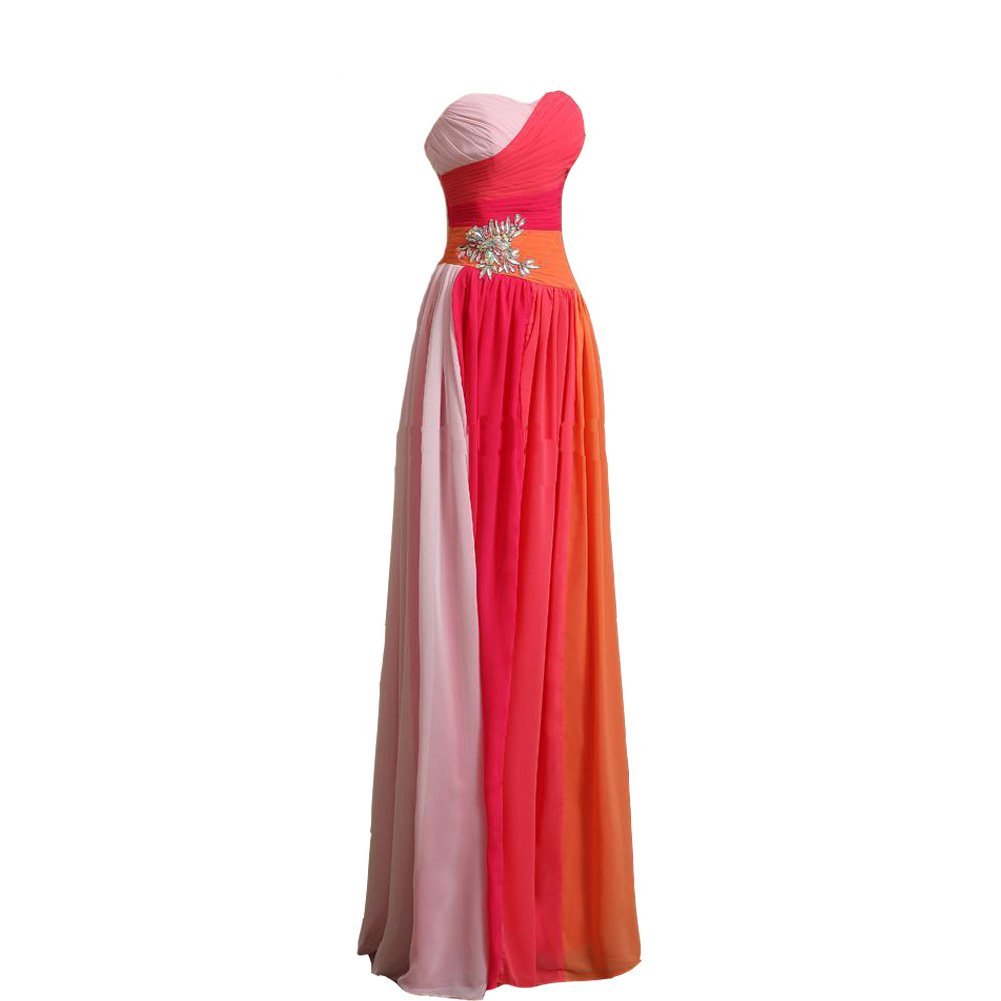 Kivary Women's Sweetheart Colorful Long Simple Chiffon Prom Evening Bridesmaid D