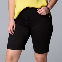 Simply Vera Wang Functional City Shorts Womens 6 Black Mid Rise Stretch NEW - £17.30 GBP