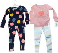 Carter&#39;s Girls Snug Fit 4 piece Cotton Pajama Set Apple print Size 2T - $9.41