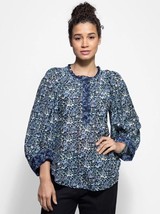 APIECE APART Everlasting Balloon Sleeve Blouse in Printed Blue Size XS 0 - £35.05 GBP
