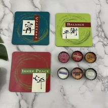 Vintage Y2k Yoga Theme Fridge Magnets Asian Inspired Art Bottle Caps Lot... - $15.83