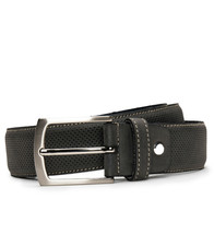 Fashion casual belt on vegan leather perforated with square buckle &amp; tapered tip - £34.17 GBP