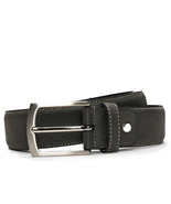 Fashion casual belt on vegan leather perforated with square buckle &amp; tap... - £33.54 GBP