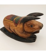 Hand Carved Wooden Rocking Pig Thailand Hand Painted Multicolor 7x3x4&quot; F... - £47.81 GBP