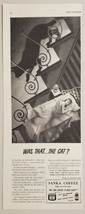 1948 Print Ad Sanka Caffein-Free Coffee Jittery Lady Can&#39;t Sleep Black Cat - £12.82 GBP