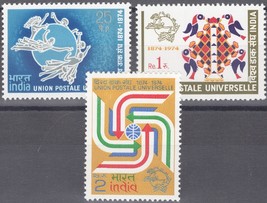 ZAYIX 1974 India 634-636 MNH - Universal Postal Union UPU Birds Communications - £2.87 GBP