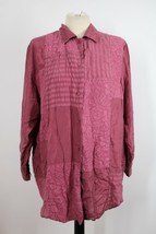 Vtg 80s Fashion Options 14 Mauve Pink 100% Silk Mixed Pattern Long Slv Top Shirt - £19.74 GBP