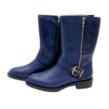 Steve Madden Womens Zain Studded Leather Boot Color Navy Leather Size 7 Wide - £164.40 GBP