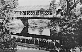Winchester New Hampshire~Covered Bridge Over Ashuelot River~Real Photo Postcard - £7.83 GBP