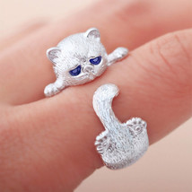 Express Your Love for Cats: Stylish Metal Cat Ring for Cat Enthusiasts - £9.32 GBP