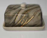 Vintage Marbled Stoneware 1 Pound Butter Dish With Lid - SHIPS FREE - Un... - $34.62