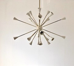 Mediados Siglo Estilo 24 Luces Sputnik Candelabro Decorativo Latón Pintado Luces - £352.45 GBP