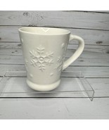 Raised Snowflake Embossed White Mug 16 Oz For Home Decor - £8.69 GBP