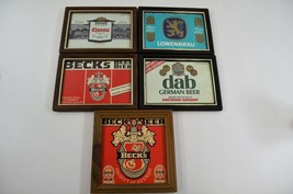 Framed Beer Labels Becks Kronen Dab Lowenbrau German Brands Man Cave Ads LOT - £26.74 GBP