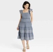 Knox Rose Blue Maxi Dress Ruffles Embroidery Steel Shore Size XXL. NWT - $20.00