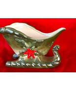 Vintage Norcrest Iridescent Green Christmas Sleigh Planter XA-36 6.5&quot; Japan - $40.79 CAD
