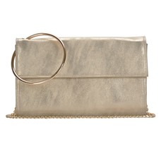 Madison West Marbled Gold Crossbody Clutch with Ultra-Glam Goldtone Hoop... - $26.90