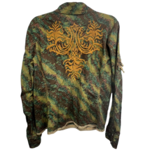 Johnny Was 2wo TenTen 5ive Top Green Size L Embroidered Long Sleeve Coll... - £75.39 GBP