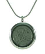 Stainless Steel Round Pewter &quot;Love My Dog&quot; Pendant Cremation Urn for Ashes - $136.75 CAD