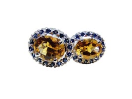 Argent Citrine Saphir Boutons Manchette Hommes Naturel Mariage de - £87.50 GBP