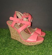 Style &amp; Co, Allexus Open Toe Synthetic Wedge Heel, Coral, Women&#39;s Size 7 M - $11.75