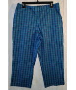 NEW WOMENS NEW YORK &amp; COMPANY CITY STRETCH DRESSY BLUE PLAID CAPRI   SIZ... - $36.85 CAD