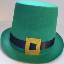 St. Patrick’s Day Leprechaun Large Green Felt Top Hats Lucky Charm Gold Buckle - £3.15 GBP