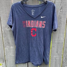 Cleveland Indians WIndians Adult Women's XL Blue S/S T-Shirt Nike Athletic Cut - £11.81 GBP