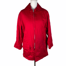 Vintage Dacron Lined Barn Coat Jacket Mens M Bright Red Hooded EMAR Zipp... - £58.41 GBP