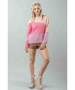 VERY J Pink Color Block Long Sleeve Sweater Top - £38.45 GBP