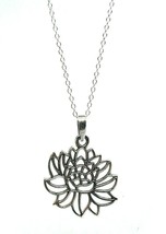 Lotus Flower Pendant Necklace Purity Flower 925 Silver 18&quot; Chain Includes Boxed - £15.25 GBP