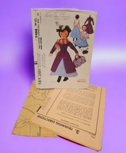 McCalls 8432 Mary Poppins Stuffed Doll With Nanny Costume Pattern Uncut VTG 1964 - £23.36 GBP