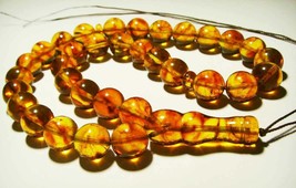 Natural Baltic Amber Islamic Prayer Beads Misbaha Tasbih  33 Beads pressed - £97.51 GBP