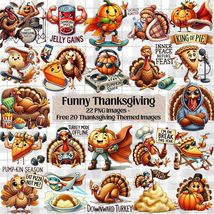 Funny Thanksgiving Clipart Bundle | Watercolor Turkey Meme PNG Stickers ... - €1,51 EUR