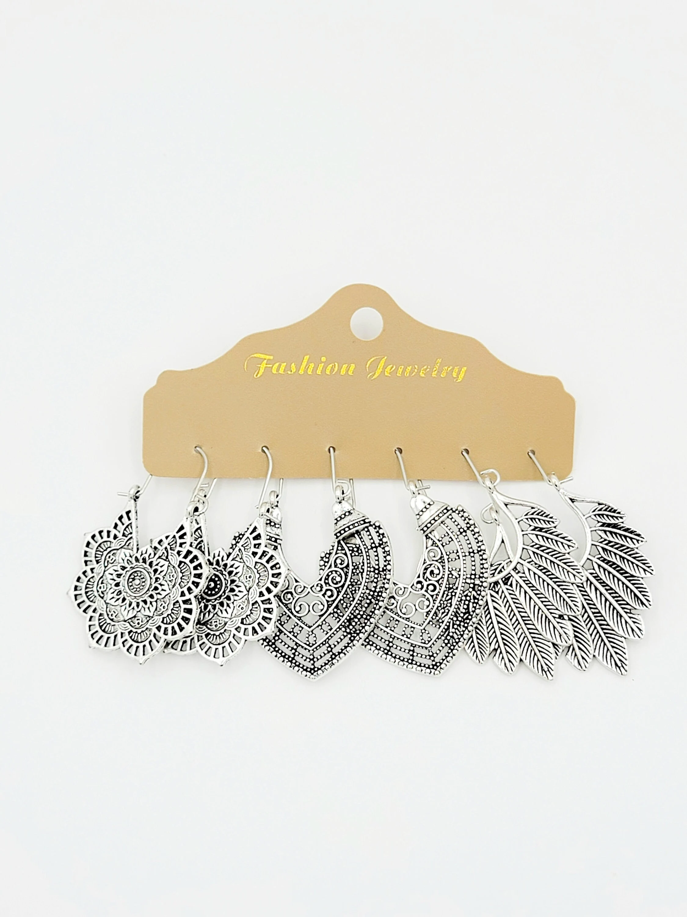 Feather Earrings - Drop Dangle Earrings - Silver - Heart Shaped - Set - ... - $9.59 CAD