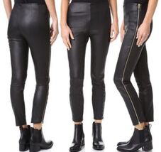 NWT Rag &amp; Bone Chatel LEATHER Leggings Pants Black sz 2 - €316,84 EUR